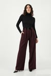 Wide Leg Yüksek Bel Bol Paça Kemer Detaylı Kadın Pantolon 6923855 MÜRDÜM