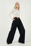 Wide Leg Yüksek Bel Bol Paça Kemer Detaylı Kadın Pantolon 6923855 SİYAH