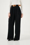 Wide Leg Yüksek Bel Bol Paça Kemer Detaylı Kadın Pantolon 6923855 SİYAH