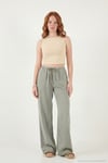 Wide Leg Yüksek Bel Geniş Paça Kadın Pantolon 668YP5424 AÇIK HAKİ