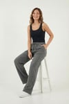 Wide Leg Yüksek Bel Geniş Paça Kadın Pantolon 668YP5424 ANTRASİT