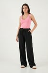 Wide Leg Yüksek Bel Geniş Paça Kadın Pantolon 668YP5424 SİYAH