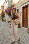 Wide Leg Yüksek Bel Geniş Paça Kadın Pantolon 668YP5424 TAŞ