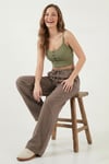 Wide Leg Yüksek Bel Geniş Paça Kadın Pantolon 668YP5424 KAHVE