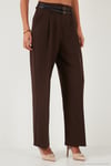 Wide Leg Yüksek Bel Geniş Paça Kemerli Kadın Pantolon 68351245 KAHVE