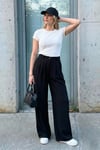 Wide Leg Yüksek Bel Geniş Paça Palazzo Kadın Pantolon 5866290 SİYAH