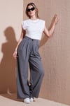 Wide Leg Yüksek Bel Geniş Paça Palazzo Kadın Pantolon 5866290 GRİ