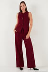 Wide Leg Yüksek Bel Geniş Paça Palazzo Kadın Pantolon 65271262 BORDO
