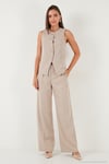 Wide Leg Yüksek Bel Geniş Paça Palazzo Kadın Pantolon 65271262 TAŞ
