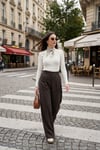 Wide Leg Yüksek Bel Geniş Paça Pileli Kadın Pantolon 6923871 KAHVE
