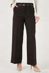 Wide Leg Yüksek Bel Kıvırma Detaylı Bol Paça Kemerli Kadın Pantolon 6923841 KAHVE