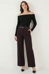 Wide Leg Yüksek Bel Kıvırma Detaylı Bol Paça Kemerli Kadın Pantolon 6923841 MÜRDÜM