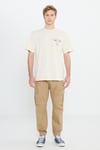 Wrangler % 100 Pamuk Loose Fit Bisiklet Yaka Sırt Baskılı Erkek T Shirt W241299 104 EKRU