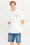 Wrangler % 100 Pamuk Loose Fit Bisiklet Yaka Sırt Baskılı Erkek T Shirt W241299 100 BEYAZ