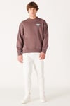 Wrangler Loose Fit Şardonlu Bisiklet Yaka Erkek Sweat W232244 220 KOYU KAHVE