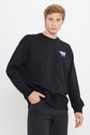 Wrangler Pamuklu Oversize Fit Sırt Baskılı Şardonlu Erkek Sweat W232243 001 SİYAH