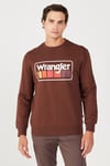 Wrangler Pamuklu Regular Fit Baskılı Bisiklet Yaka Erkek Sweat W646H1 H44 KAHVE