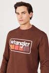 Wrangler Pamuklu Regular Fit Baskılı Bisiklet Yaka Erkek Sweat W646H1 H44 KAHVE