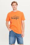 Wrangler Pamuklu Regular Fit Logolu Bisiklet Yaka Erkek T Shirt W232568 700 TURUNCU