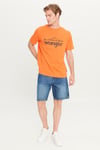 Wrangler Pamuklu Regular Fit Logolu Bisiklet Yaka Erkek T Shirt W232568 700 TURUNCU