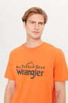 Wrangler Pamuklu Regular Fit Logolu Bisiklet Yaka Erkek T Shirt W232568 700 TURUNCU