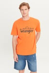 Wrangler Pamuklu Regular Fit Logolu Bisiklet Yaka Erkek T Shirt W232568 700 TURUNCU