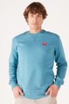 Wrangler Pamuklu Regular Fit Şardonlu Bisiklet Yaka Erkek Sweat W661HA 33B MAVİ