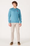 Wrangler Pamuklu Regular Fit Şardonlu Bisiklet Yaka Erkek Sweat W661HA 33B MAVİ