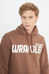 Wrangler Regular Fit Kapüşonlu Şardonlu Erkek Sweat W232257220 KAHVE