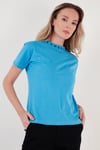Yakası Baskılı Bisiklet Yaka Basic Örme Kadın T Shirt 5864054 BEBE MAVİ