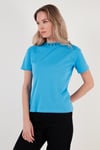 Yakası Baskılı Bisiklet Yaka Basic Örme Kadın T Shirt 5864054 BEBE MAVİ