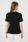 Yakası Baskılı Bisiklet Yaka Basic Örme Kadın T Shirt 5864054 SİYAH