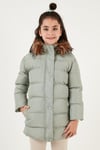 Yakası Suni Kürklü Kapüşonlu Cepli Kız Çocuk Mont 6028720 HAKİ