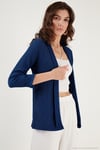 Yakası ve Kolu Katlı Gofre Kimono Kadın Hırka 5869014 İNDİGO