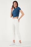 Yanlardan Büzgülü Kısa Kollu Crop Kadın Bluz 5864010 İNDİGO