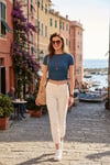 Yanlardan Büzgülü Kısa Kollu Crop Kadın Bluz 5864010 İNDİGO