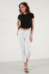 Yanlardan Büzgülü Kısa Kollu Crop Kadın Bluz 5864010 SİYAH