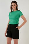 Yanlardan Büzgülü Kısa Kollu Crop Kadın Bluz 5864010 BENETTON