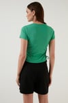 Yanlardan Büzgülü Kısa Kollu Crop Kadın Bluz 5864010 BENETTON