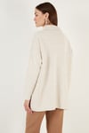 Yarım Fermuarlı Oversize Triko Kadın Kazak 4616079 KREM