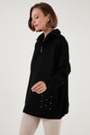 Yarım Fermuarlı Yaka Cepli Triko Kadın Kazak 4615220 SİYAH