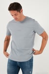 Yazı Detaylı Pamuklu Regular Fit Bisiklet Yaka Erkek T Shirt 59020203 AÇIK GRİ
