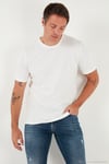 Yazı Detaylı Pamuklu Regular Fit Bisiklet Yaka Erkek T Shirt 59020203 EKRU