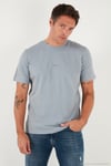 Yazı Detaylı Pamuklu Regular Fit Bisiklet Yaka Erkek T Shirt 59020203 AÇIK GRİ