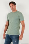 Yazı Detaylı Pamuklu Regular Fit Bisiklet Yaka Erkek T Shirt 59020203 ELMA YEŞİLİ