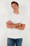 Yazı Detaylı Pamuklu Regular Fit Bisiklet Yaka Erkek T Shirt 59020203 EKRU