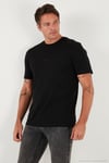 Yazı Detaylı Pamuklu Regular Fit Bisiklet Yaka Erkek T Shirt 59020203 SİYAH