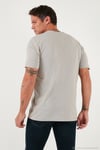 Yazı Detaylı Pamuklu Regular Fit Bisiklet Yaka Erkek T Shirt 59020203 KÜL