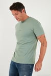 Yazı Detaylı Pamuklu Regular Fit Bisiklet Yaka Erkek T Shirt 59020203 ELMA YEŞİLİ