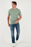 Yazı Detaylı Pamuklu Regular Fit Bisiklet Yaka Erkek T Shirt 59020203 ELMA YEŞİLİ